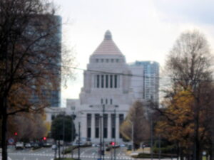 旧甲州街道から見た国会議事堂